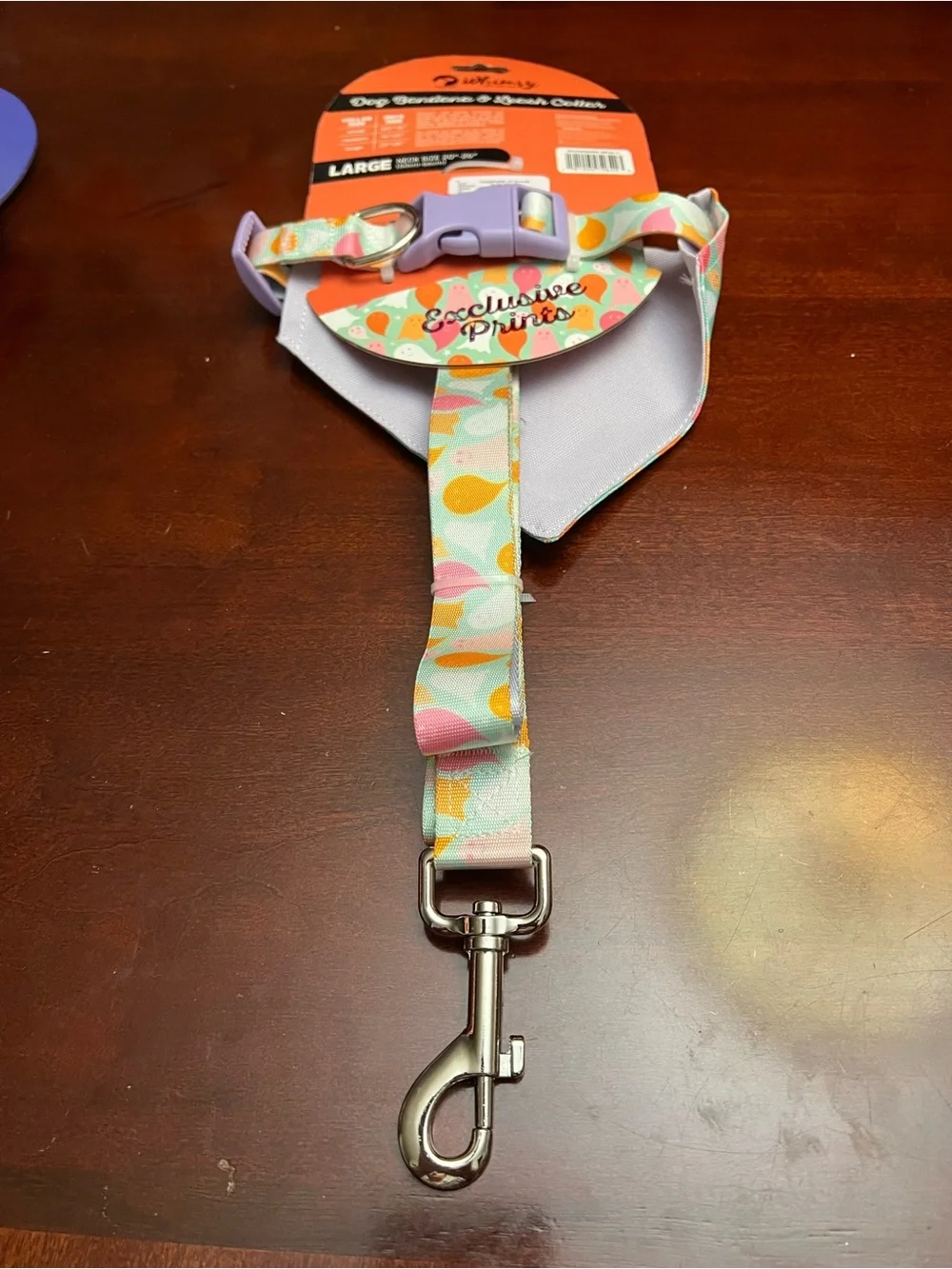 Whimsy Reversible Halloween Dog Bandana & Matching Leash - Pastel Ghost Print